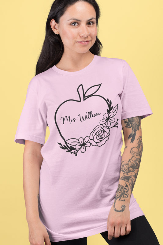 Personalized Teacher Name Apple Shirt