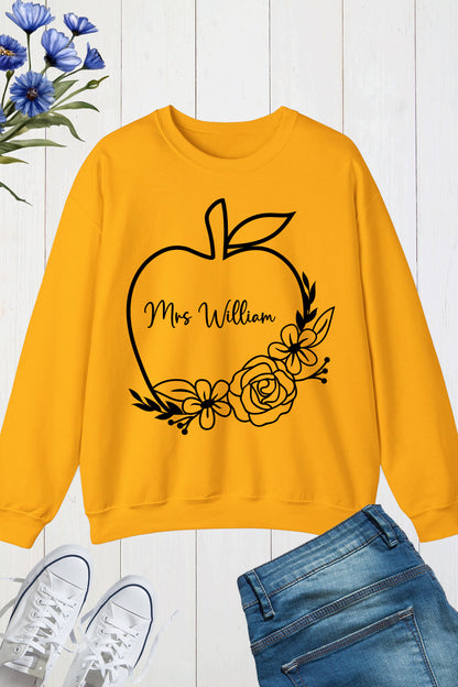 Personalized Teacher Name Apple Sweatshirt