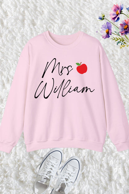 Personalised Teacher Apple name Sweatshirt