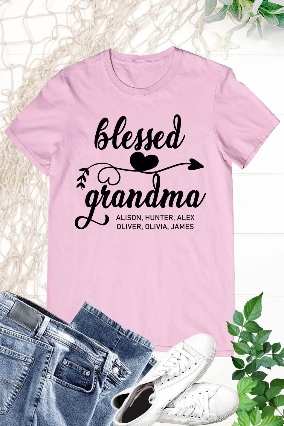 Blessed Custom Grandma Personalized Ladies Shirts