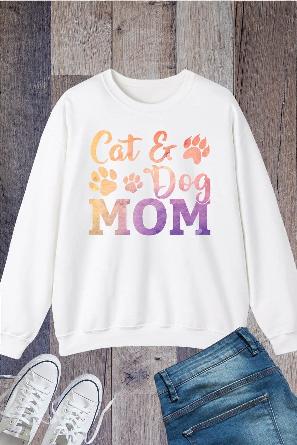 Cute Cat and Dog Mom Sweatshirt