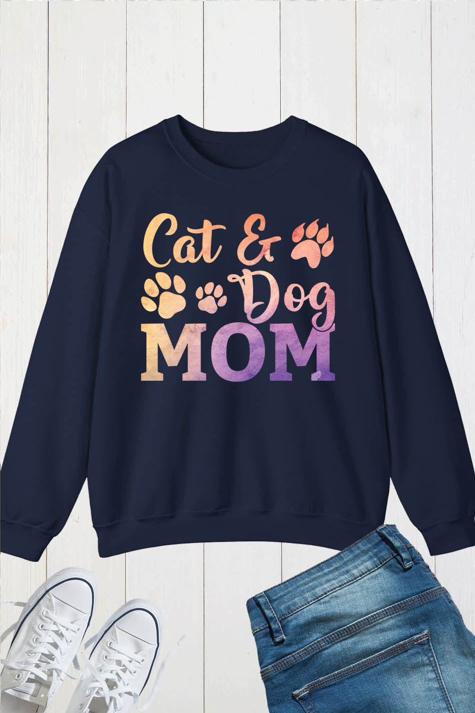 Cute Cat and Dog Mom Sweatshirt