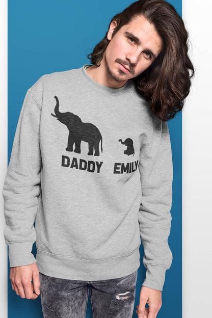 Personalized Elephant Dad and Child Sweatshirt