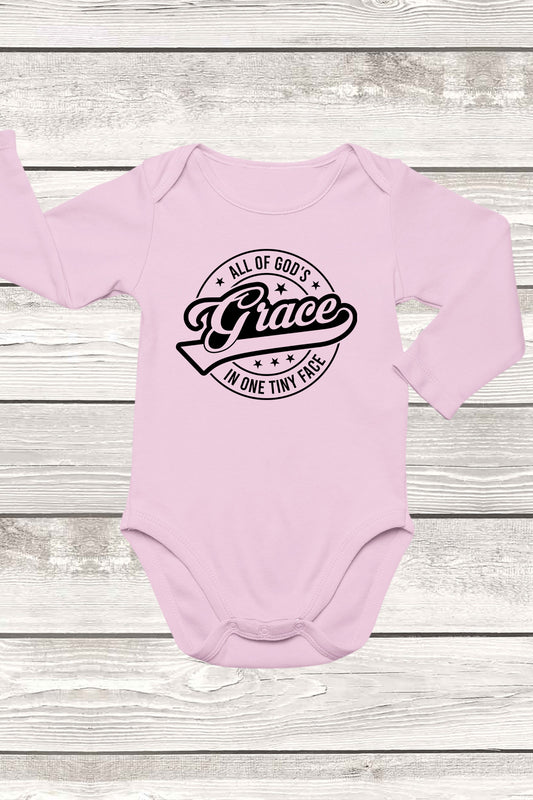 All of God's Grace In One Tiny Face Christian Baby Bodysuit