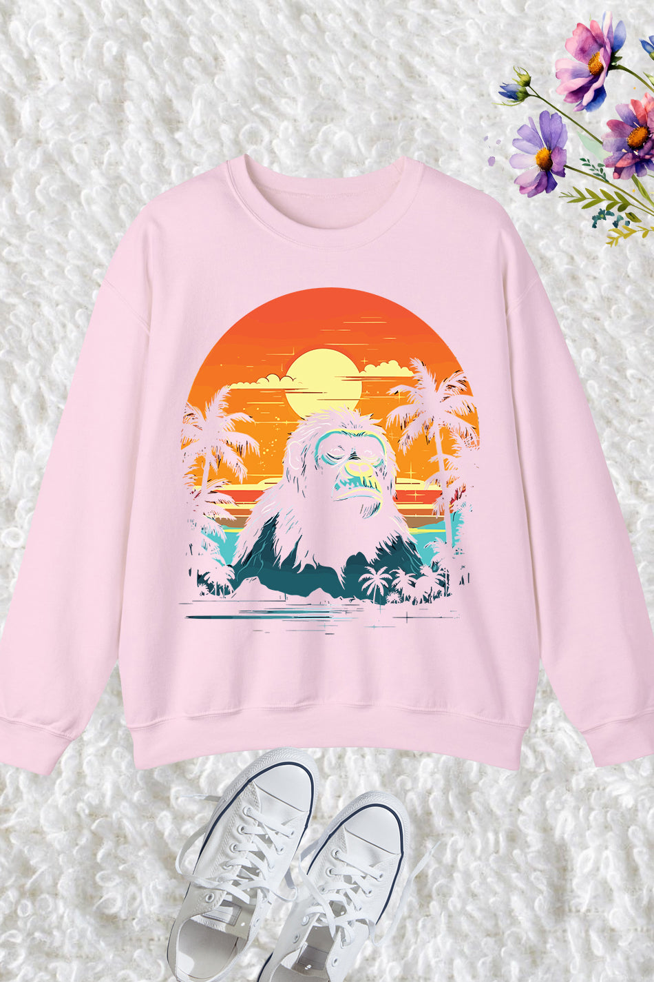 Vintage Retro Gorilla Sunset Sweatshirt