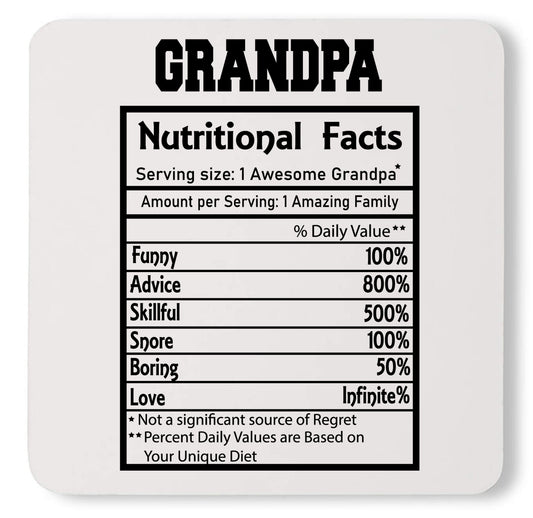 Grandpa Nutrition Facts Grandfather Custom Funny Father's Day Coaster