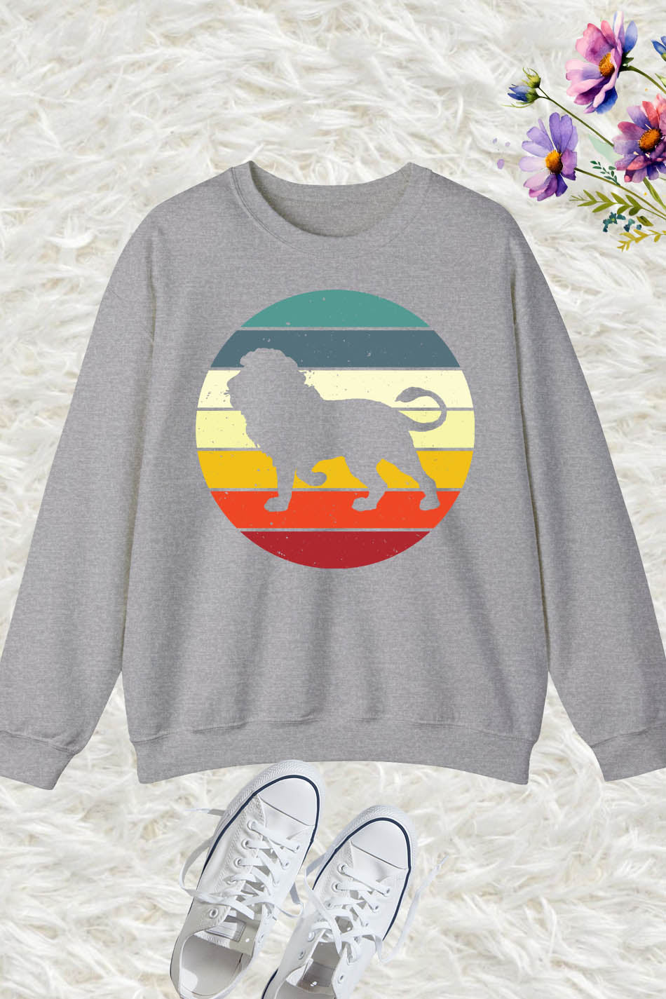 Retro Vintage Sunset Lion Sweatshirt