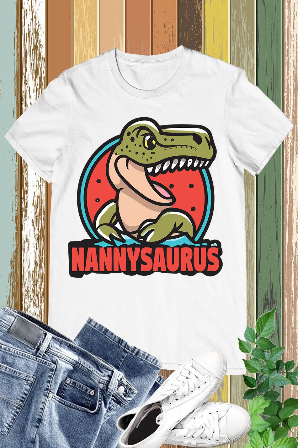 Nannysaurus T-Rex Dinosaur Nanny Saurus Family T-Shirt
