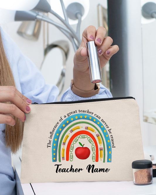 Personalized Teacher Rainbow Makeup Bag