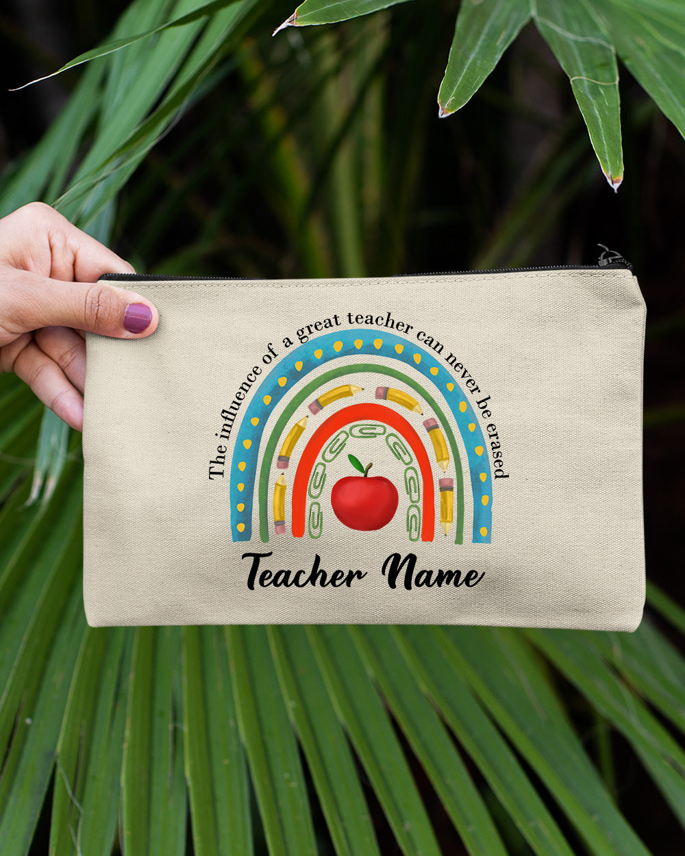 Personalized Teacher Rainbow Makeup Bag
