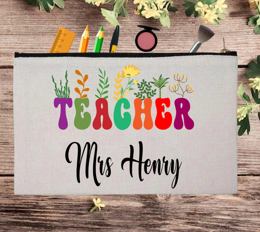Plant Lover Teacher Appreciation Gift Custom Pouch Bag Pencil Case