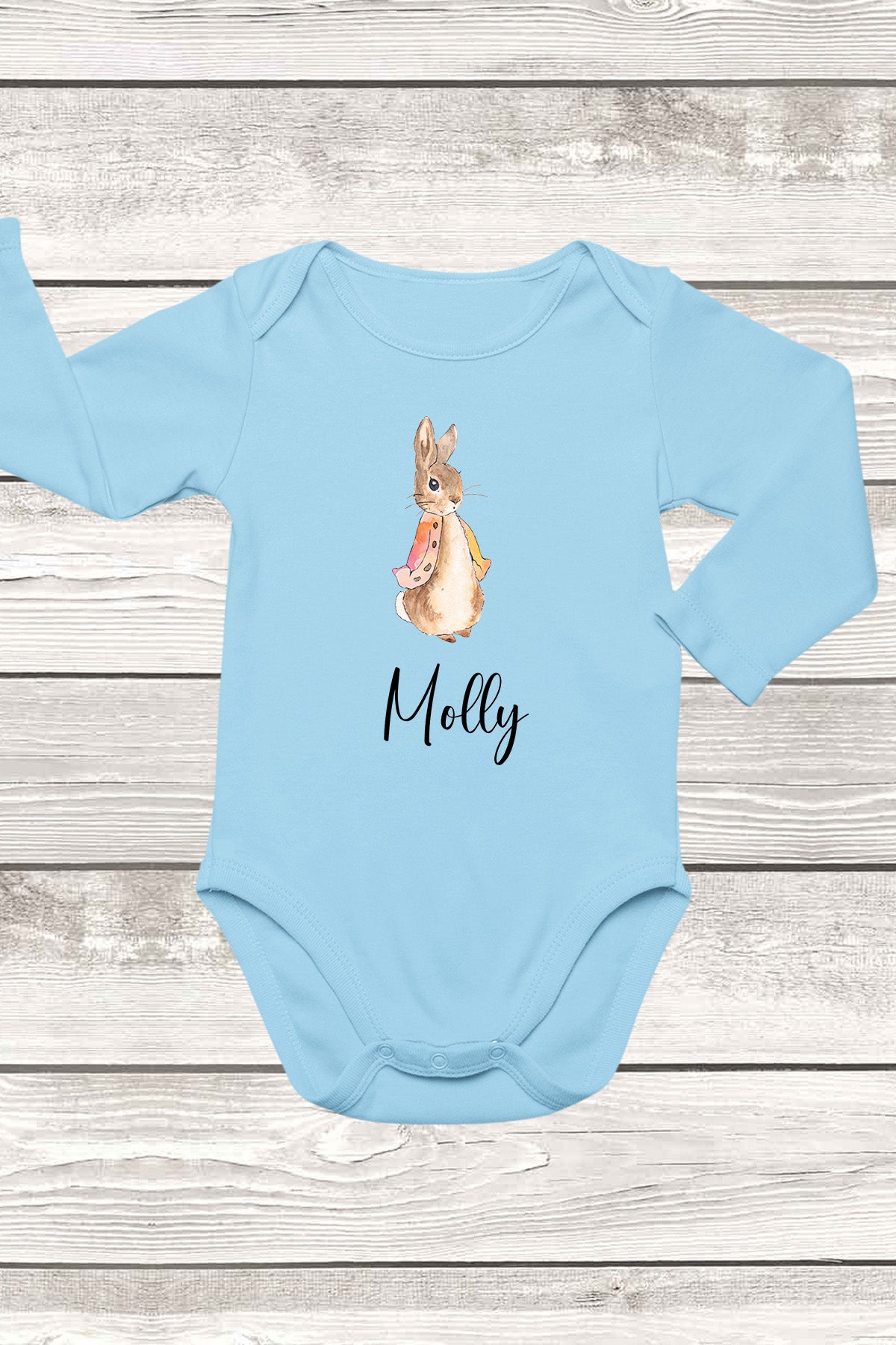 Personalized Rabbit Girl name Baby Bodysuit