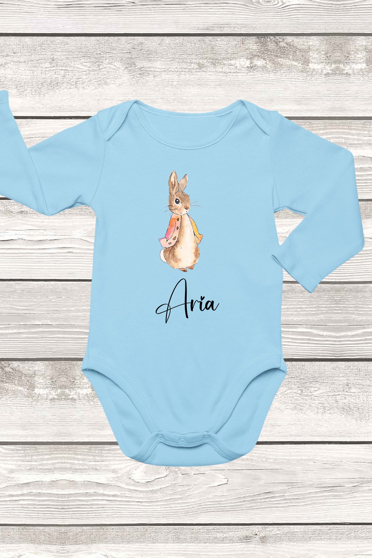 Personalized Rabbit Girl name Baby Bodysuit