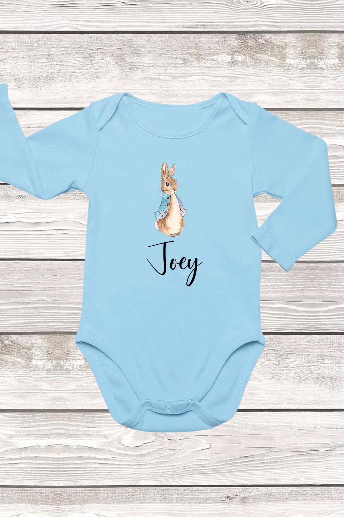 Personalized Rabbit Boy name Baby Bodysuit
