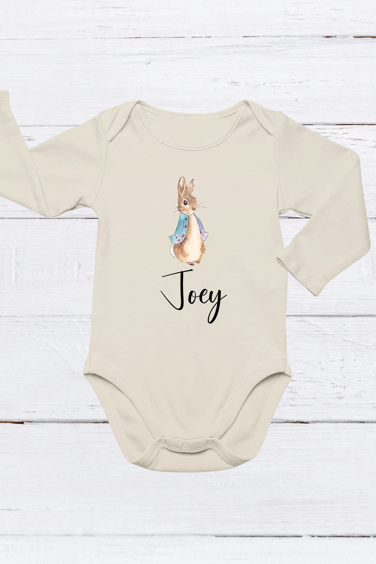Personalized Rabbit Boy name Baby Bodysuit