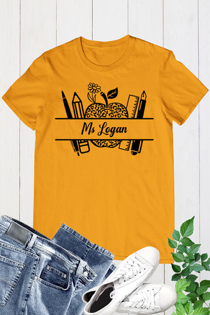 Personalized Name Teacher Shirt Crayon