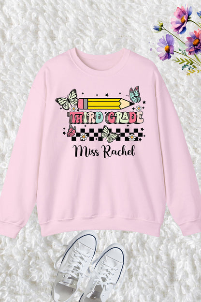 Third Grade Teacher Custom Name Sweatshirt