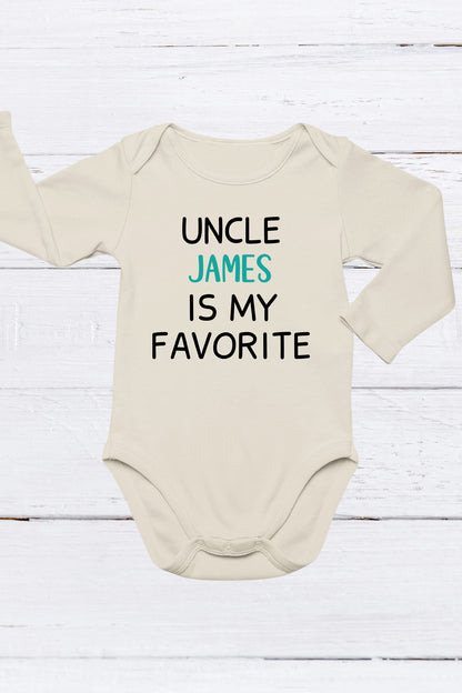 Custom Name Uncle is My Favorite Baby Bodysuit