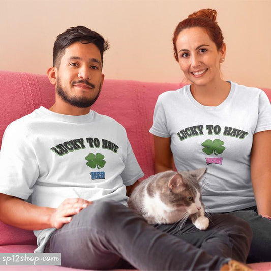 Irish Clover Leaves St Patrick Day Lucky Matching Couple T Shirts