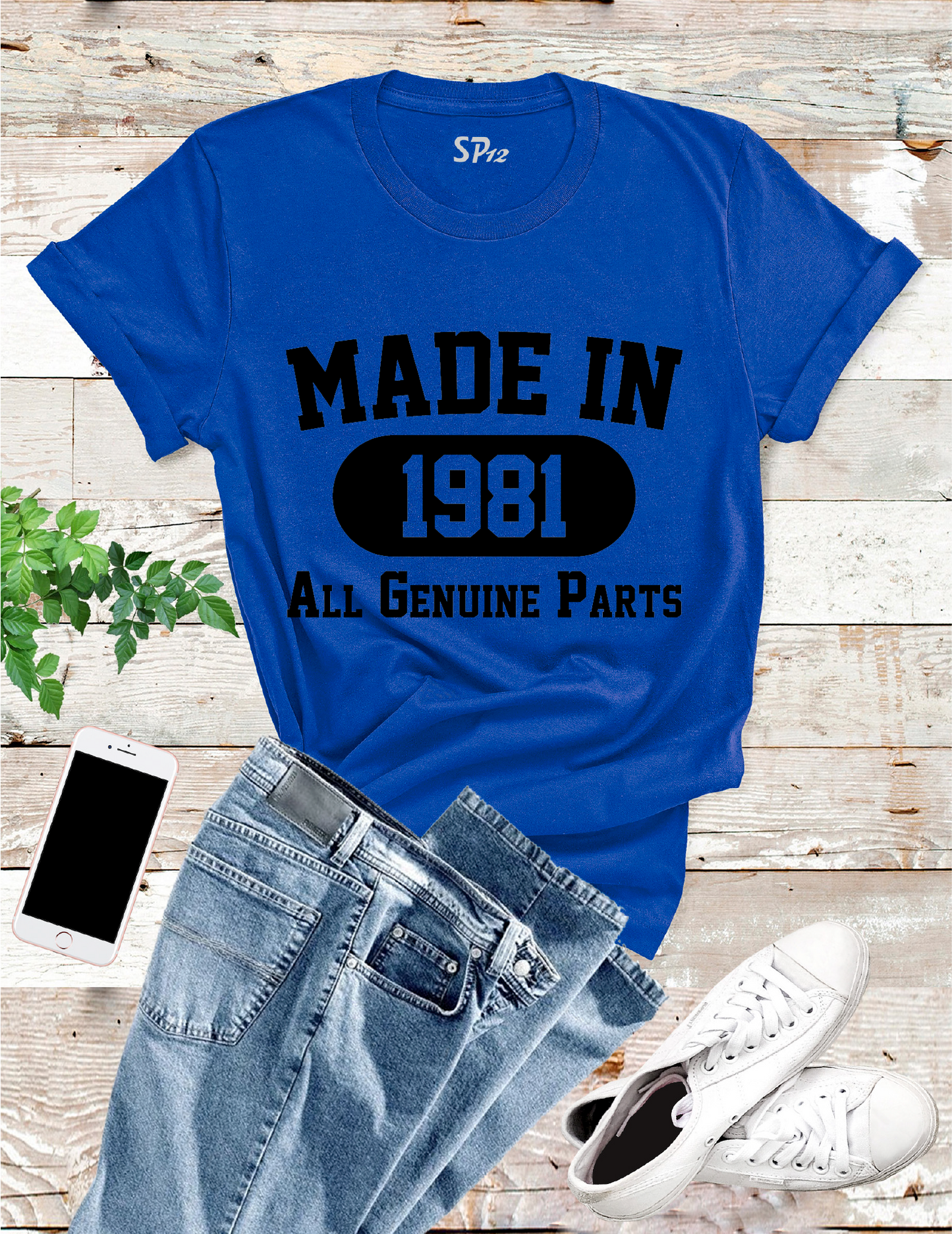 Made in 1981 All Genuine Parts 43rd Birthday T Shirt