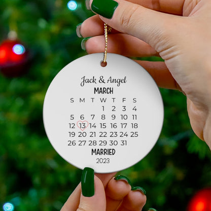 Custom Married Date Calendar Ornaments 