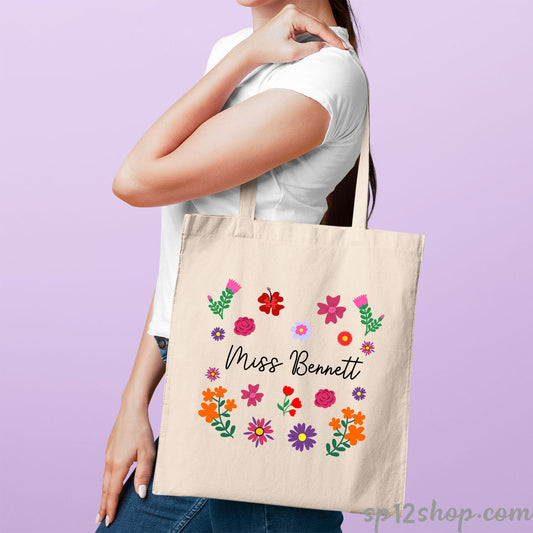 Floral Teachers Day Gifts Custom Teacher Appreciation Thank You Tote Bag