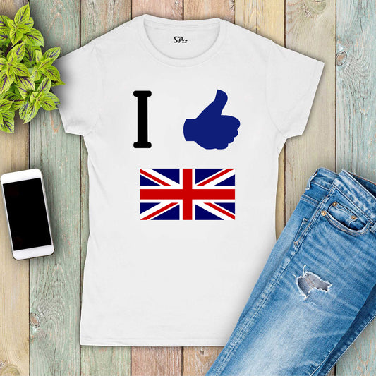 Patriotic Women British T Shirt I Like UK Thumb Up Britain