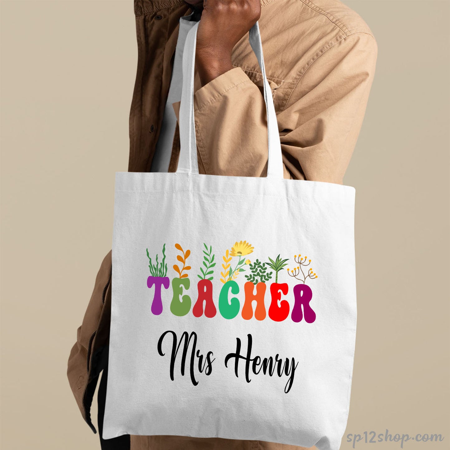 Plant Lover Teacher Appreciation Gift Custom Thank You Shopping Tote Bag