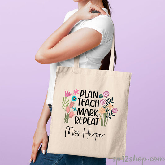 Funny Shopper Canvas Custom Teacher Appreciation Thank You Tote Bag