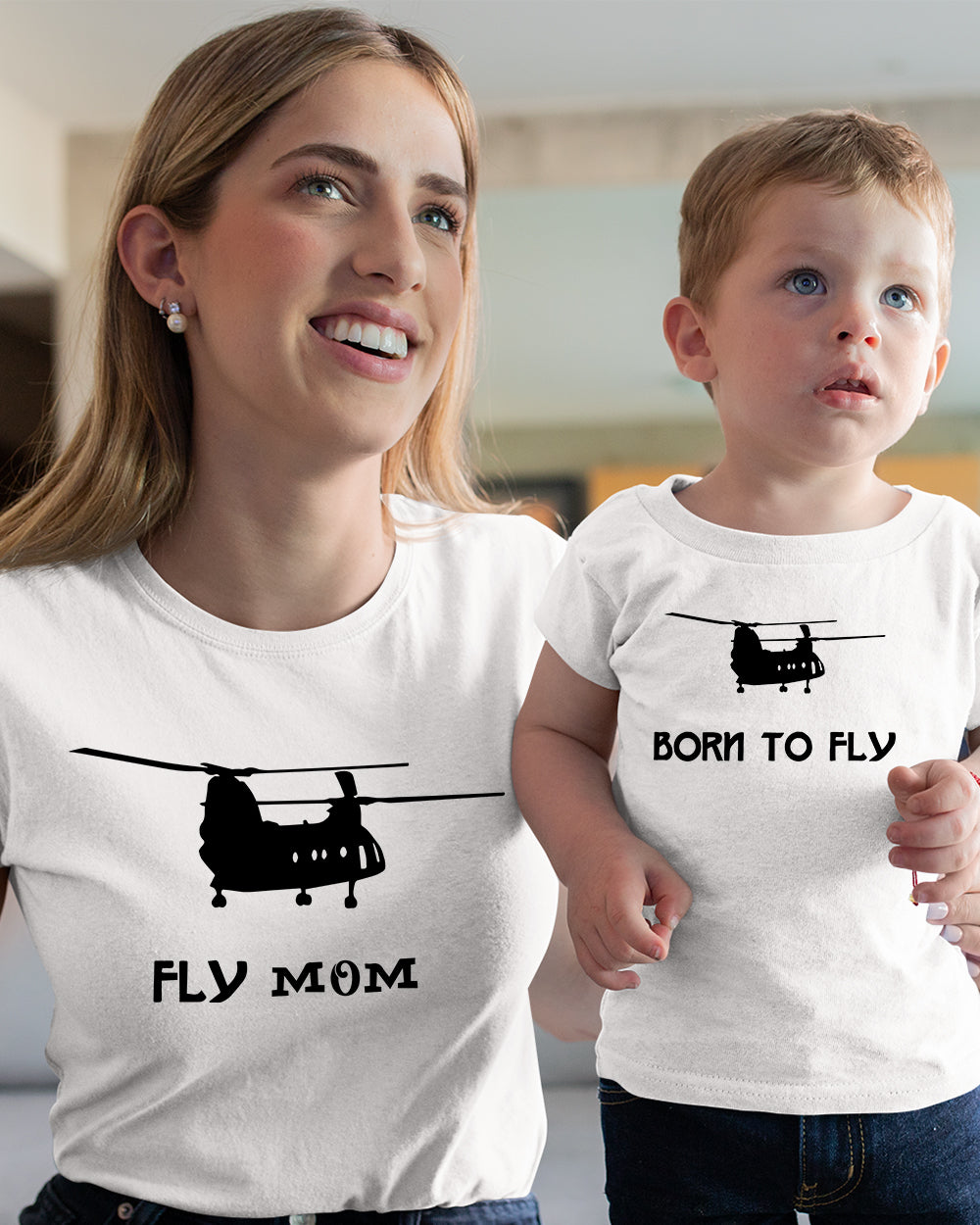 Flying Mom Born To Fly Helicopter Airplane Mommy Son Daughter Matching T shirt