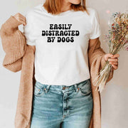 Easily Distracted By Dogs Cute Puppy Dog Lover Dog Paw Shirt For Women