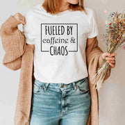 Fueled By Caffeine And Chaos Funny Mom Coffee Lover Mother's Day Shirt