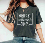 Fueled By Caffeine And Chaos Funny Mom Coffee Lover Mother's Day Shirt