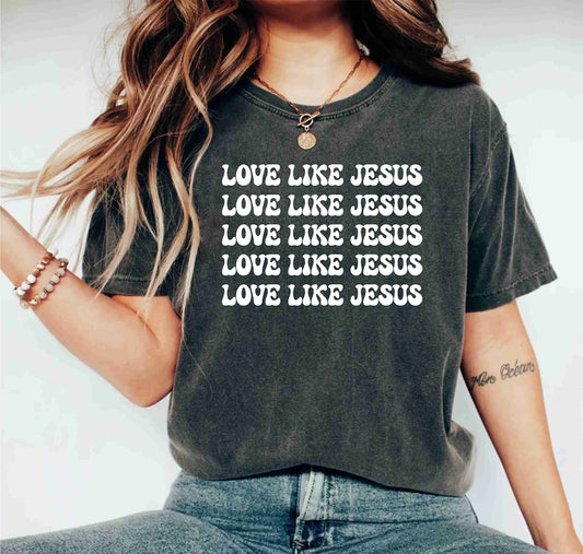 Retro Love Like Jesus Funny Christian Religious Bible Verse Shirt Gift