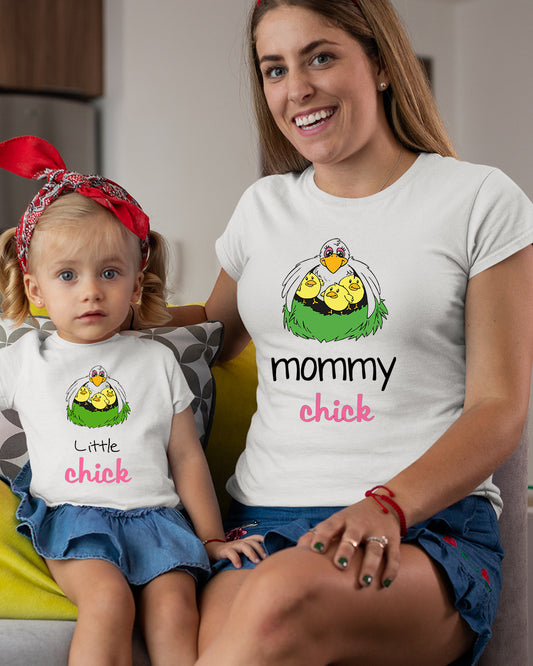 Mommy Chick Little Chick Characte Mom Mother Daughter Matching T shirt