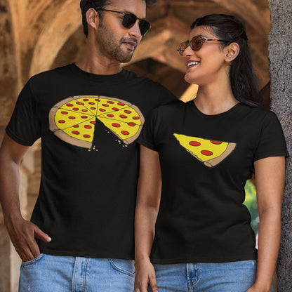 Pizza Slice Couple Valentine's Day Black T Shirt