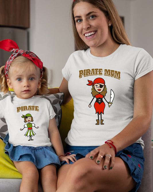 Pirate Mom Pirate Girl Mommy Mothers Daughters Matching T shirt