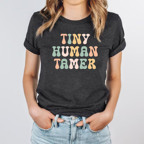 Tiny Human Tamer Back To School Preschool Teacher Kindergarten Shirts