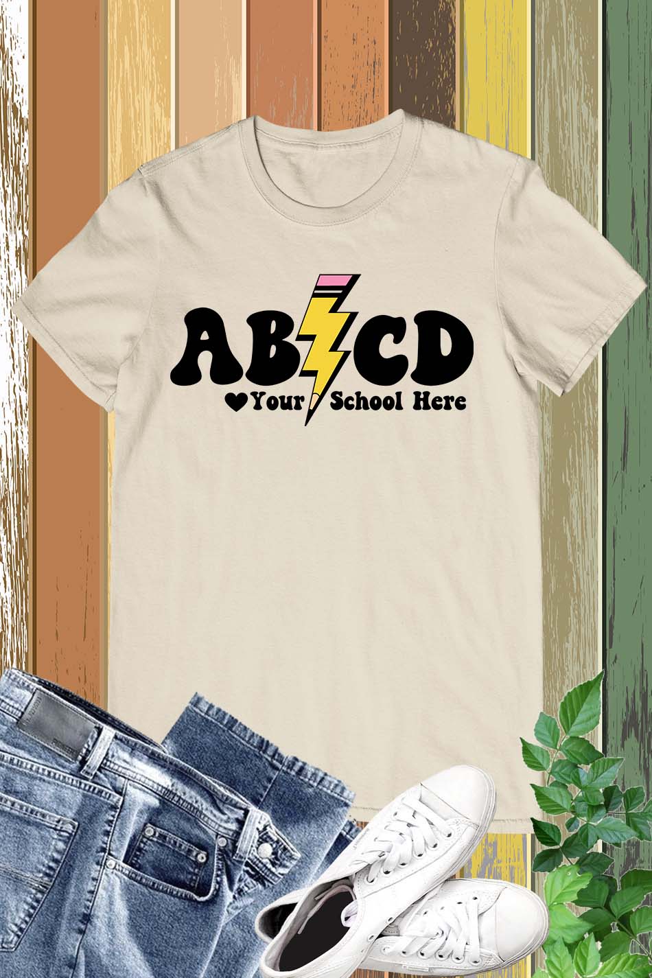 ABCD Superpower Custom Teacher T Shirt With School Name