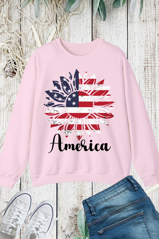 America Sunflower Patriotic Sweatshirt