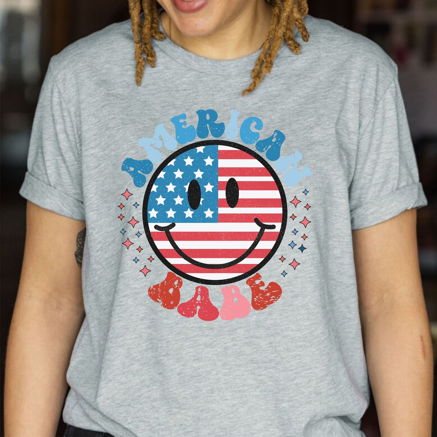 American Smiley Face 4th Of July American Flag Memorial Day T-Shirt