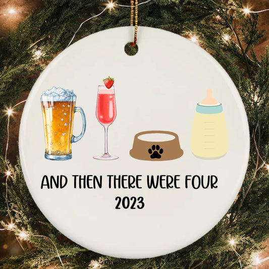 And Then There Were Four 2023 Pregnancy Announcement Reveal Ornament