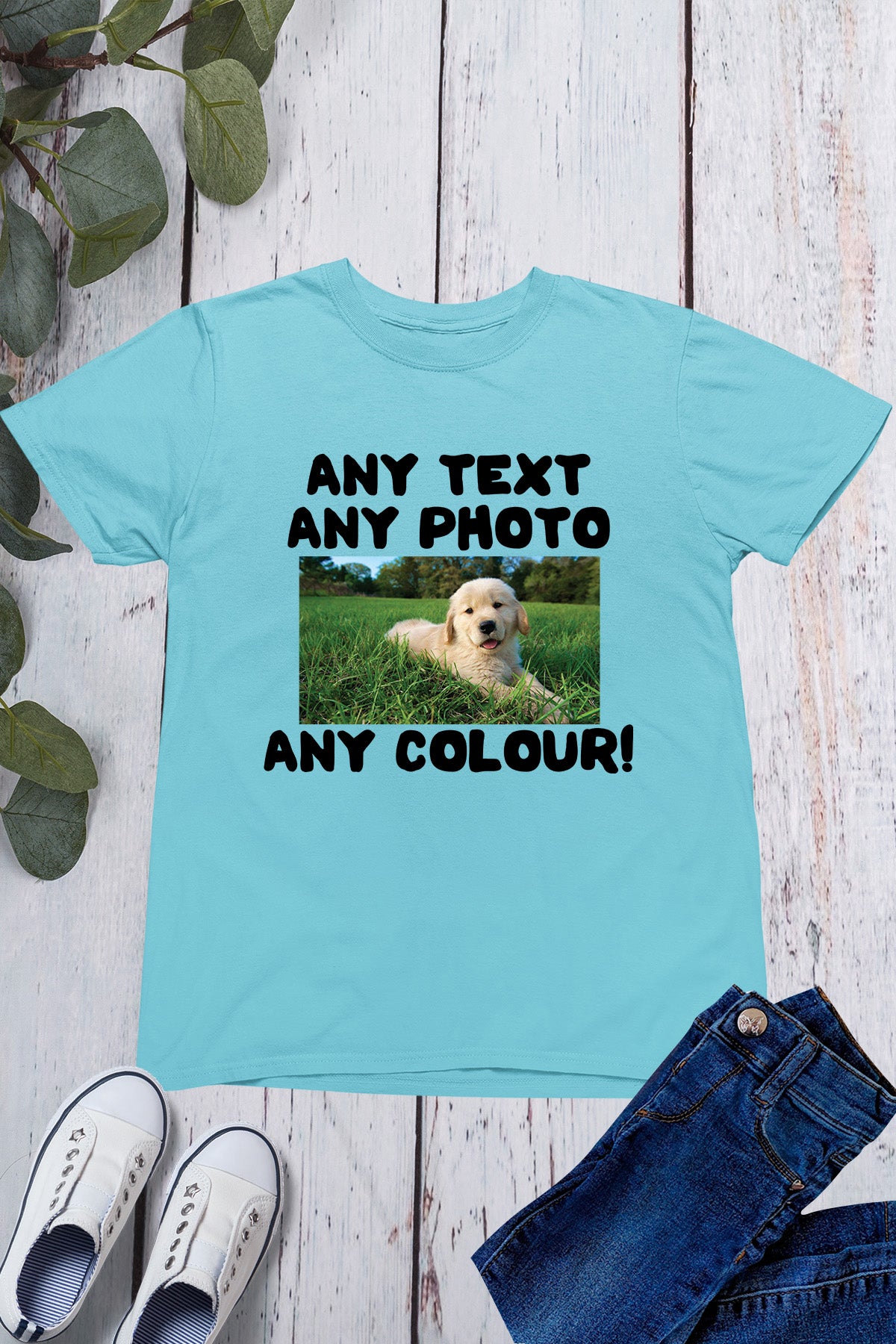 Personalized Any Photo Text Kids T Shirt