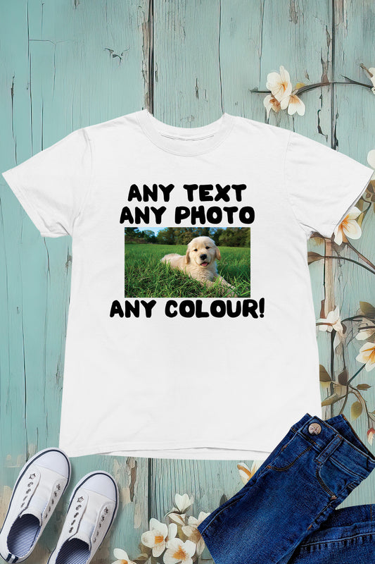 Personalized Any Photo Text Kids T Shirt
