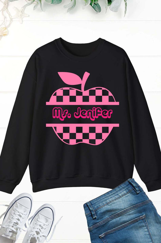 Custom Teacher Sweatshirt With Apple
