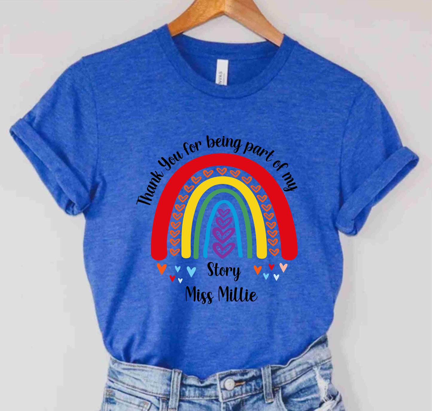 Personalised Thank You For Being Part Of Story Rainbow Teacher TShirts