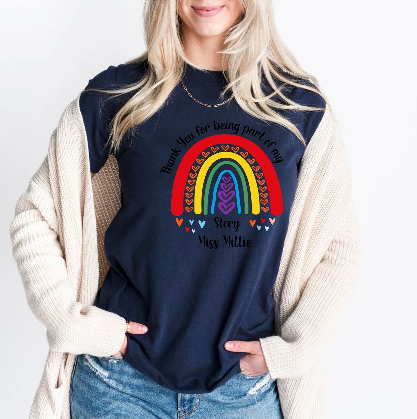 Personalised Thank You For Being Part Of Story Rainbow Teacher TShirts