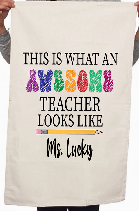 Awesome Teacher Appreciation Custom Thank You Gift Kitchen Table Tea Towels
