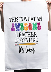 Awesome Teacher Appreciation Custom Thank You Gift Kitchen Table Tea Towels