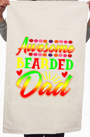 Awesome Bearded Dad Fathers Day Custom Daddy Kitchen Table Tea Towel